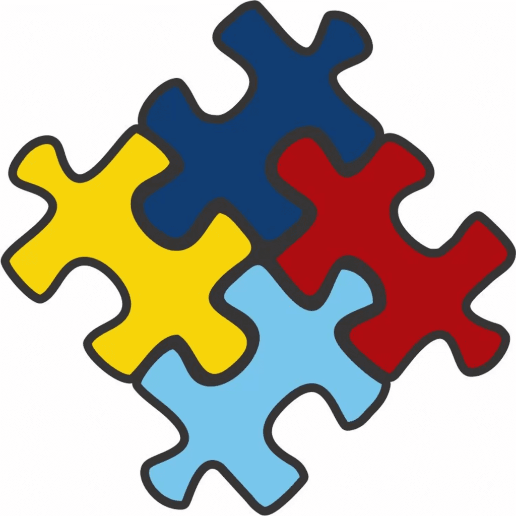 Quatro peças de quebra-cabeça azul